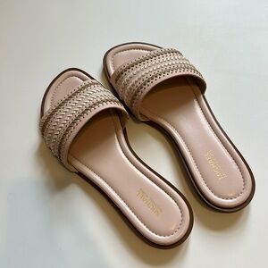 michael kors DEANNA WHIPSTITCH SLIDE LEATHER powder blush